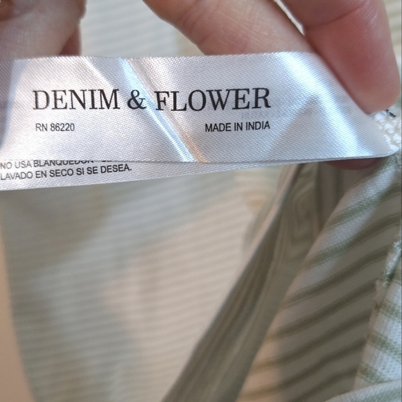 NWOT Denim & Flower Ricky Singh large green white teddy bear stripped t-shirt - Picture 4 of 7